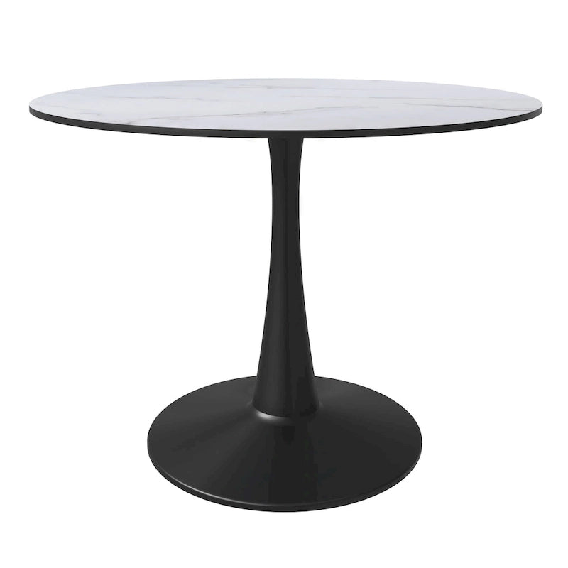 Table à manger ronde de 40 pouces pour 4 personnes avec plateau en MDF et base en acier noir pour cuisine et salle à manger