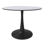 Table à manger ronde de 40 pouces pour 4 personnes avec plateau en MDF et base en acier noir pour cuisine et salle à manger